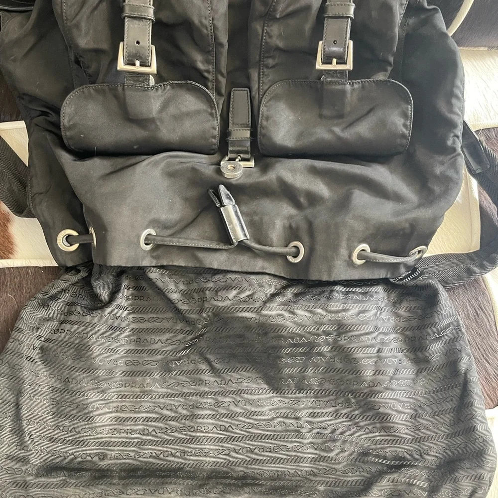 Authentic Prada Nylon Leather Backpack Black